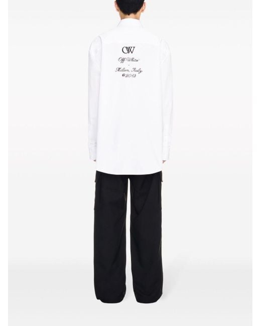 Off-White c/o Virgil Abloh White Camicia Oversize Con Ricami Shirt for men