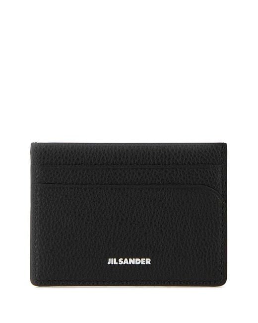 Jil Sander Black Leather Card Holder for men