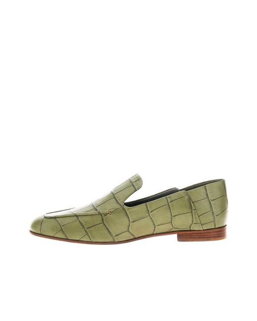 Max Mara Green Laris Leather Loafers