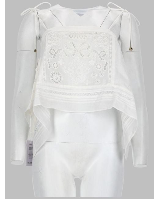 Self-Portrait White Elegant Raylon Top For Spring/Summer 2026