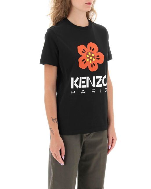 KENZO T -shirt Mit Boke Blumendruck in het Black
