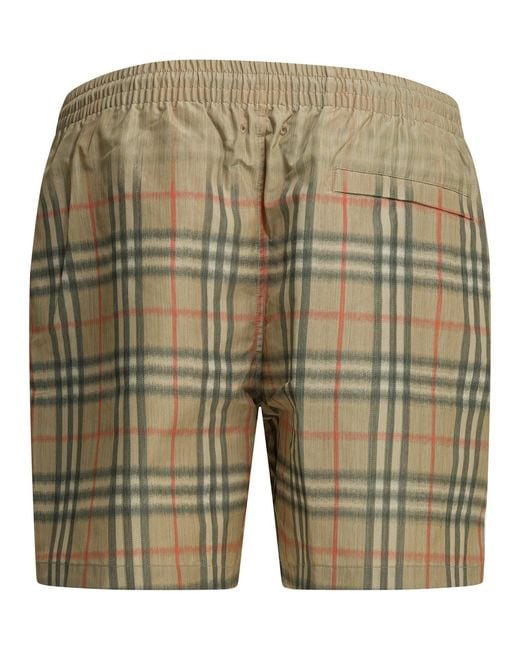 Burberry Green Check Polyester Swim Shorts for men