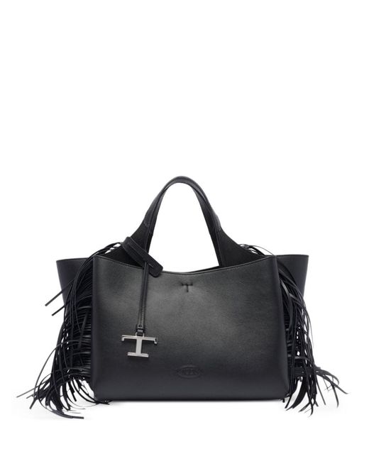 Tod's Black T Timeless Mini Leather Tote Bag