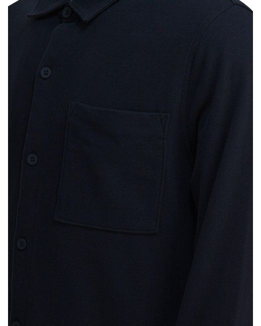 Vince Blue Cotton Suede Overshirt Jacket