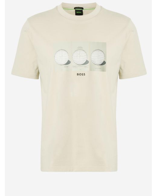 Boss Natural Printed Cotton T Shirt for men