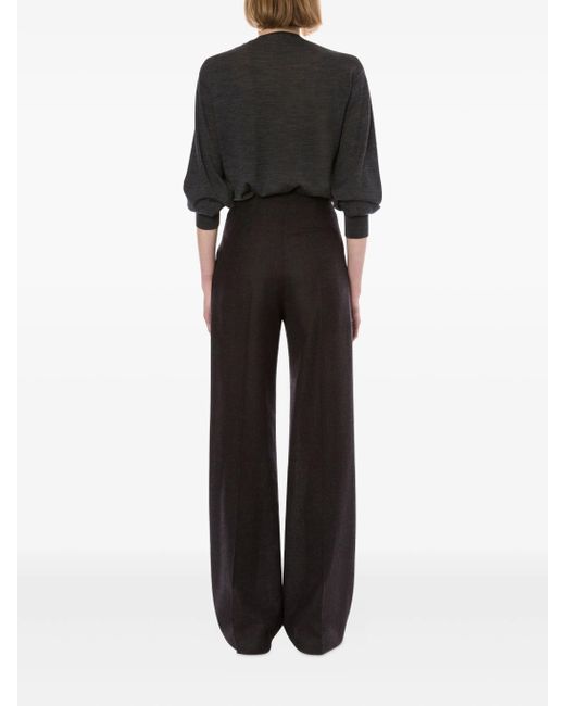 Alberta Ferretti High Waist Broek Van Scheerwol in het Black
