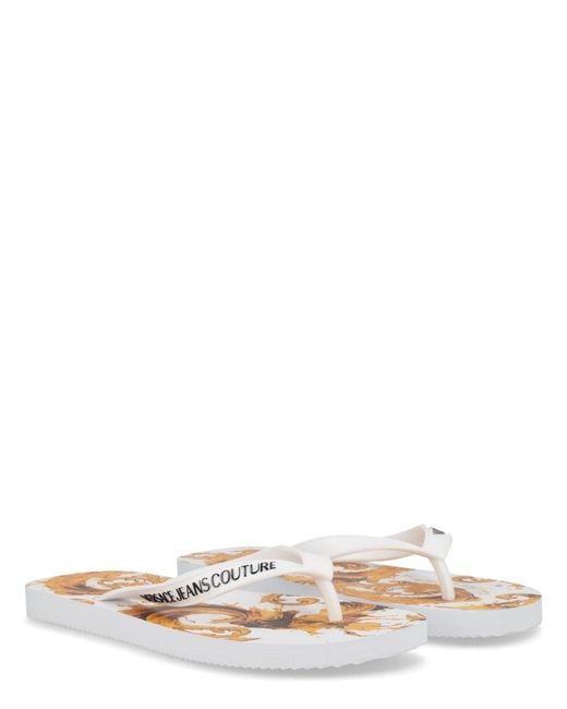Versace Jeans Couture White Pvc Flats