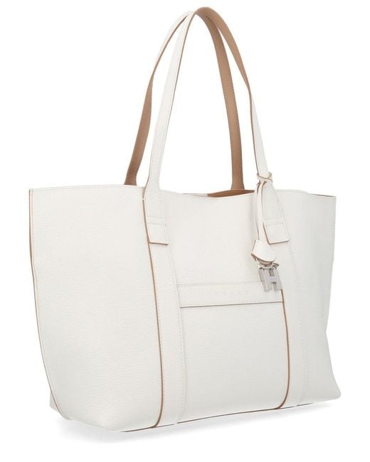 Hogan White Script Shopping Bag Medium For