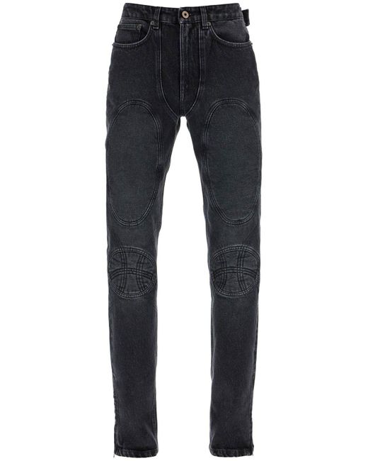 Jean Paul Gaultier Blue Jeans With Padded Inlays And Lace Up