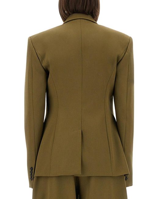 The Attico Green Tailored Gabardine Jacket With Unique Tie Detail