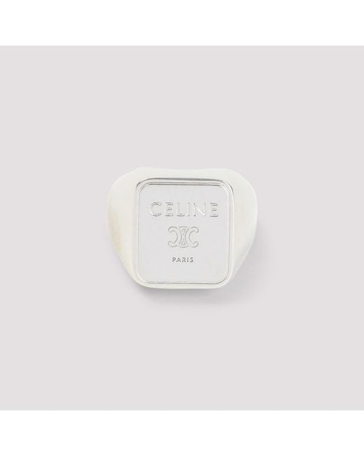 Céline White Square Signet Ring for men