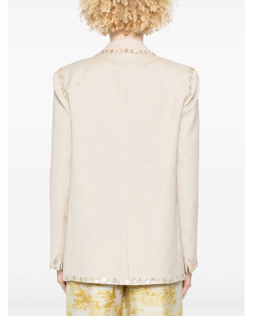 Forte_forte Natural Viscose Wool Slub Pearl Embroidered Jacket Clothing