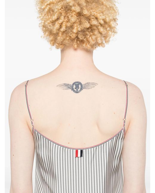 Thom Browne White Striped Pleated Minidress