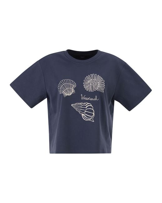 Weekend by Maxmara Blue Wkdsabato Cotton Jersey T Shirt With Print