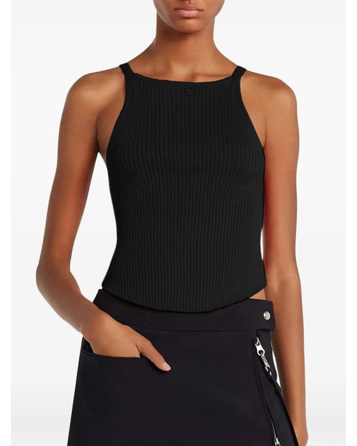 Courreges Black Circle Rib Knit Top