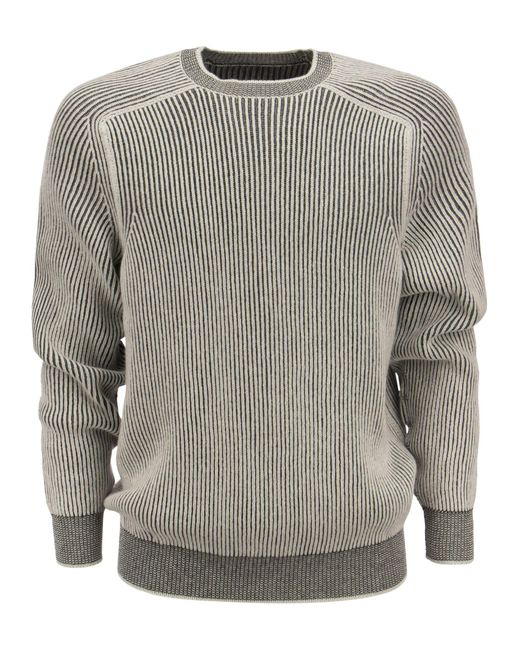 Sease Gray Dinghy Ripped Cashmere Reversible Crew Neck -Pullover
