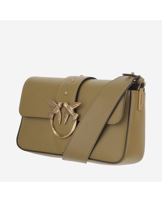 Pinko Green Shoulder Bag Love One Mini Leather
