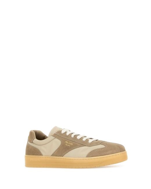 Prada Brown Suede E Re-Nylon Sneakers