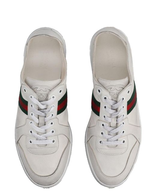 Gucci White "Stretch" Leather Effect Sneaker