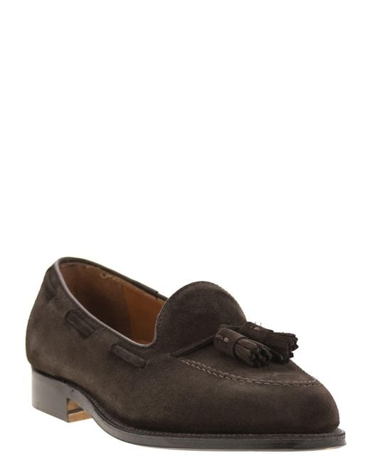 Alden Brown Suede Leather Tasseled Loafer for men