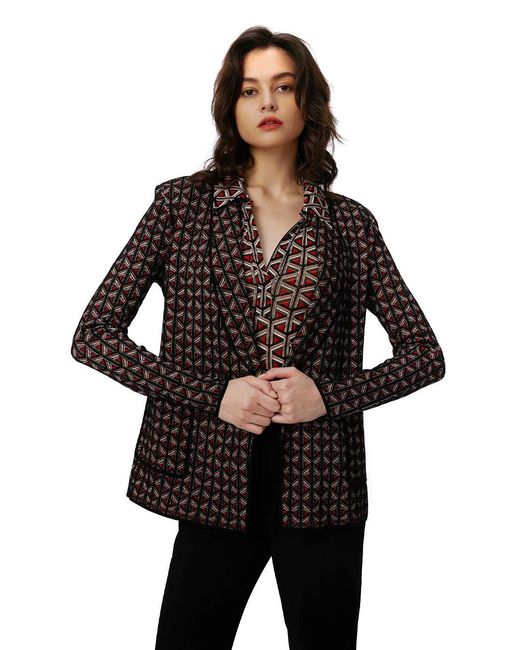 Diane von Furstenberg Black Geometric Pattern Blazer