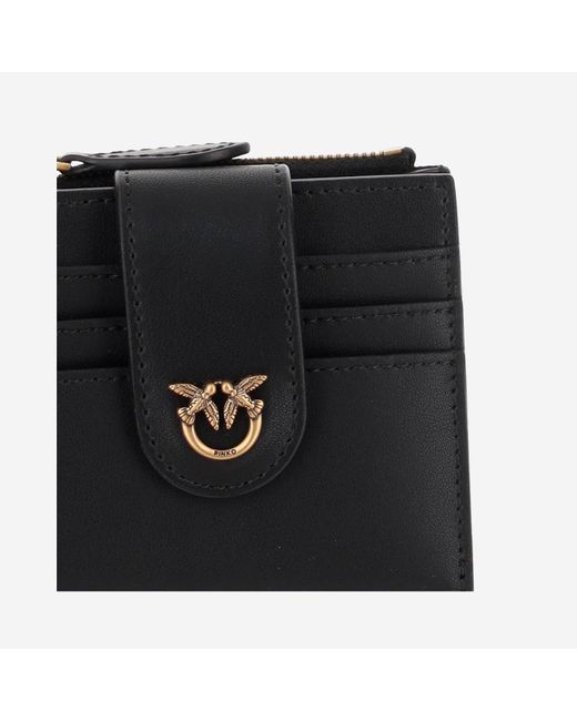 Pinko Black Leather Wallet With Logo