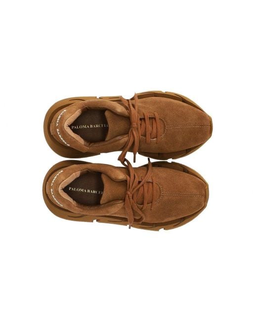 Paloma Barceló Brown Brick Suede Pia Sneakers With Cut-Out Rubber Sole