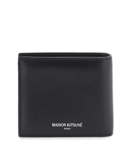 Maison Kitsuné Black Fox Head Bi Fold Wallet for men