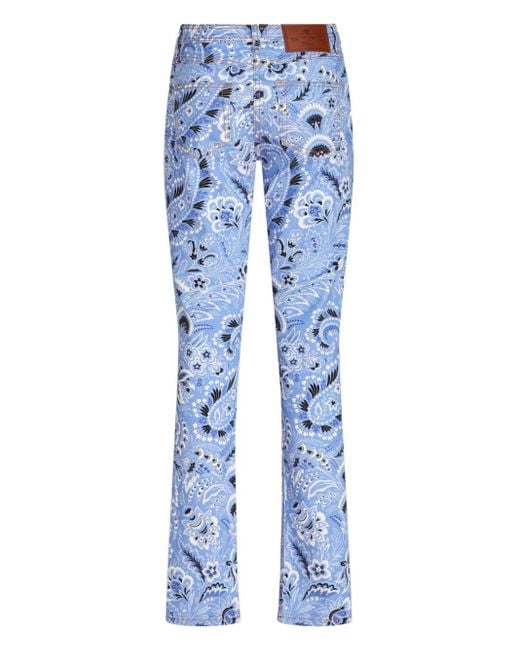 Etro Blue Printed Denim Jeans