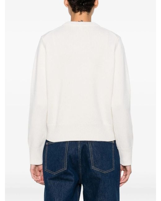 Maison Kitsuné White Fox Head Intarsia Merino Jumper