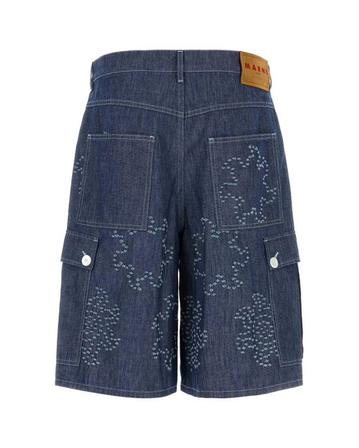 Marni Blue Denim Bermuda Shorts for men