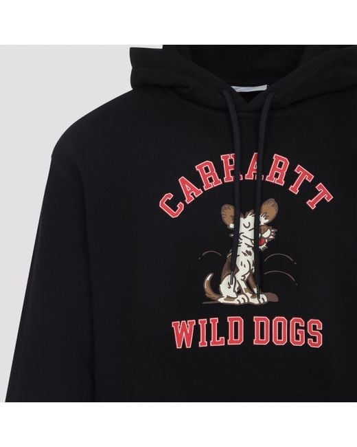 Carhartt Black Graphic Print Hoodie With Drawstring Hood And Ribbed Details for men