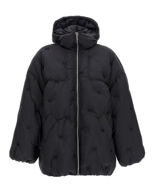 Ganni 'nylon Tech Puffer Midi' Down Jacket in het Black