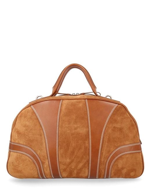 Dries Van Noten Brown Suede Duffle Bag