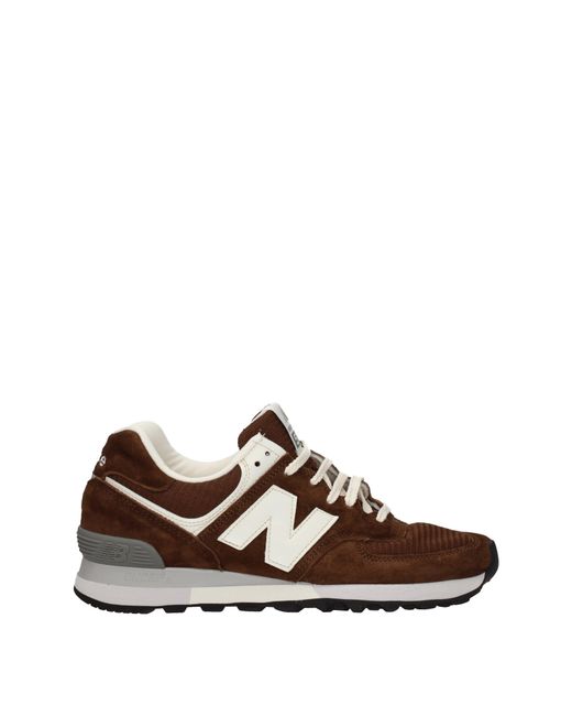 New Balance Brown Sneakers 576 Uomo Tessuto Marrone/Bianco for men