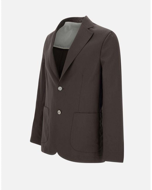 Barba Napoli Black Tobacco Wool Blazer With Peak Lapel for men