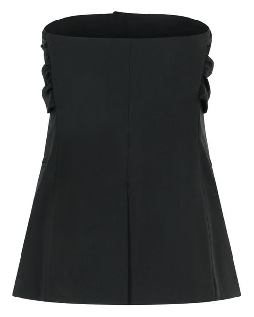 Max Mara Black Veruska' Virgin Wool Bustier Top
