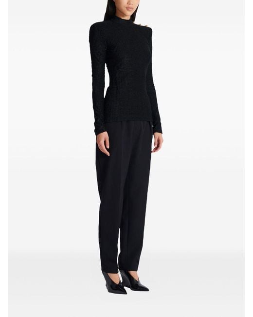 Balmain Black Monogram High-Neck Top