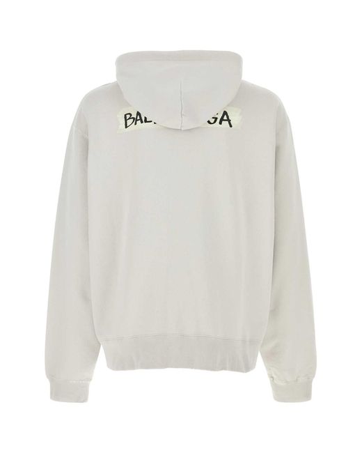 Balenciaga White Chalk Cotton Sweatshirt