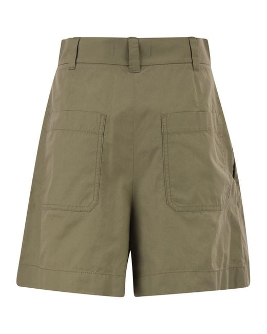 Weekend by Maxmara Green Wkdarmonia – Cotton Shorts With Front Pleats