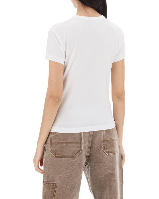 Acne White Crew Neck T Shirt With Logo Patch for men