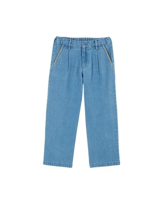 Emile Et Ida Blue Pantaloni Denim Con Ciliegie