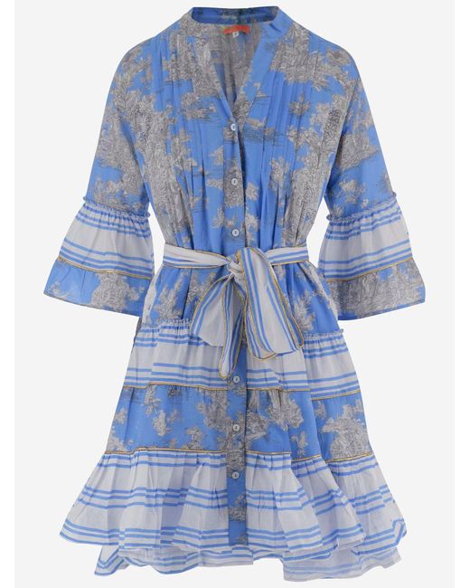 PEP'S CANNES Blue Floral Print Cotton Dress