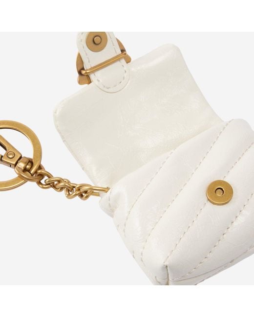 Pinko Metallic Glossy Leather Airpods Love Bag Puff Case