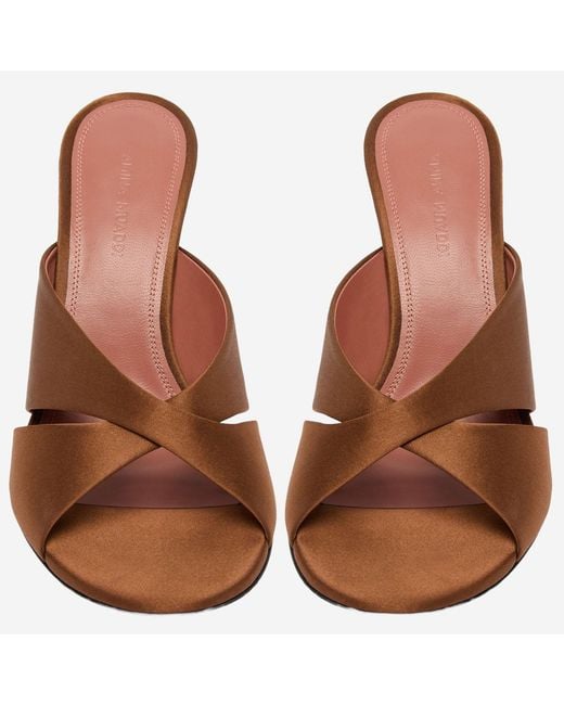 AMINA MUADDI Brown Satin Sandals Salma