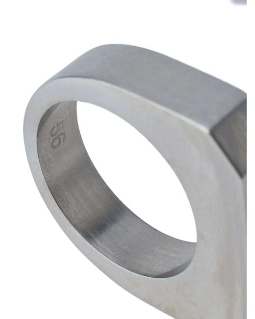 Rick Owens Gray Brushed Rectangular Ring