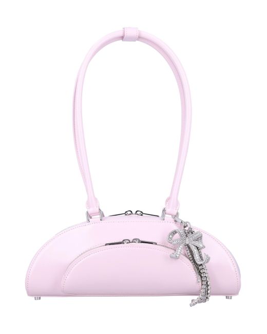 Self-Portrait Pink Curved Charm Shoulder Bag