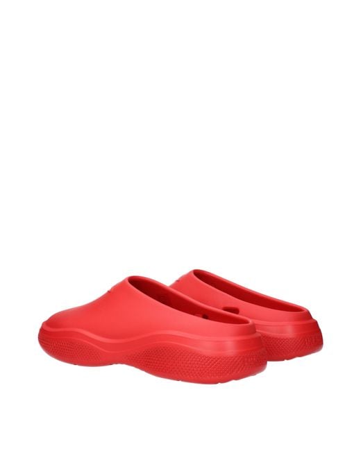 Prada Red Slippers And Clogs Mellow Rubber