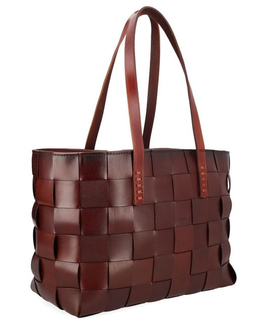 Dragon Diffusion Red Mini Flat Gora Woven Leather Bag