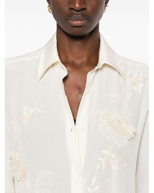 Ermanno Scervino White Embroidered Silk Shirt